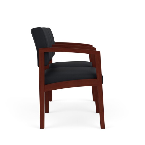 Lenox Wood 2 Seat Tandem Seating Wood Frame, Mahogany, MD Black Upholstery